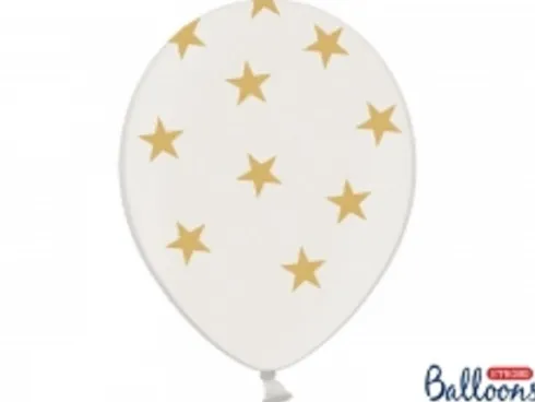 Ballon 30 cm Hvid med Stjerner