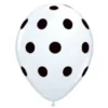 Ballon ø 30 cm i hvid med sorte prikker