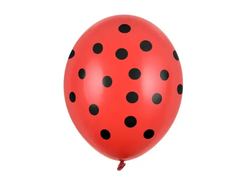 Ballon ø 30 cm i Rød med sorte prikker