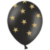Ballon 30 cm Sort med Stjerner