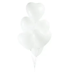Ballon Hjerter i Hvid 6 stk