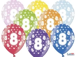Ballon Metallic ø 30 cm med 8 tal, 6 stk