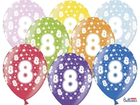 Ballon Metallic ø 30 cm med 8 tal, 6 stk