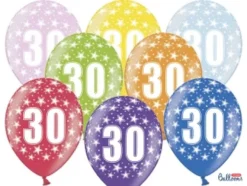 Ballon Metallic ø 30 cm med 30 tal , 6 stk