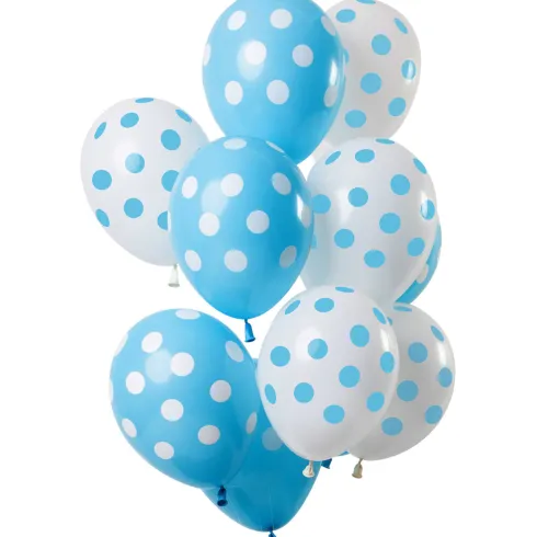 Ballon sæt med prikker blå 12stk
