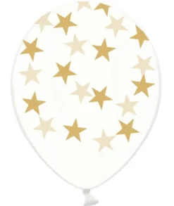 Ballon transparent med guldfarvet Stjerner