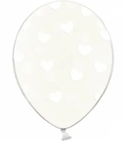 Ballon transparent med hvide hjerter