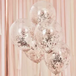 Ballon transparent med konfetti Rosegold