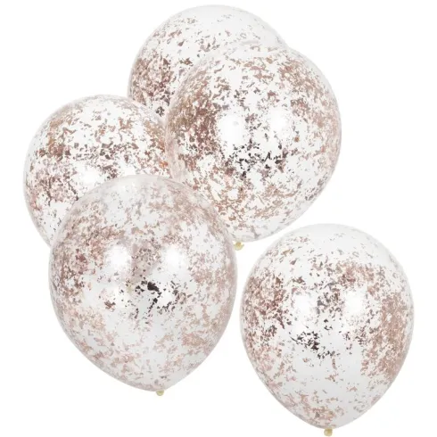 Ballon transparent med konfetti Rosegold