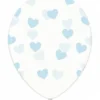 Ballon transparent med lyseblå hjerter