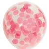 Ballon transparent med rund lyserød konfetti