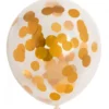 Ballon transparent m.rund guld konfetti