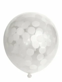 Ballon transparent m.rund hvid konfetti