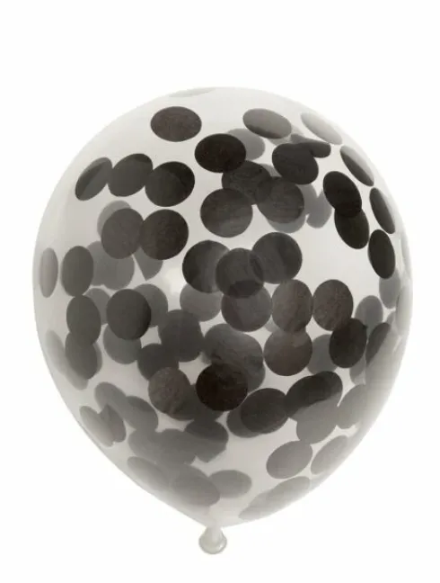 Ballon transparent m.rund sort konfetti