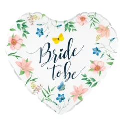 Bride to be folieballon hjerte med blomster