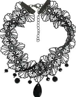 Choker halsblonde med sorte perler