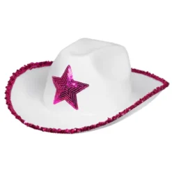 Cowboy hat hvid med pailletstjerne