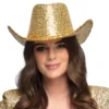 Cowboyhat m. guldpailletter