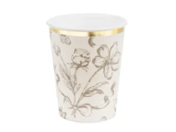 Cremefarvet kopper med Blomsterprint