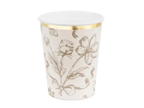 Cremefarvet kopper med Blomsterprint