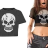 Crop Top T-shirt med Kranie