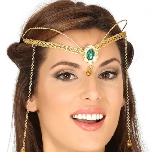 Diadem med grøn sten