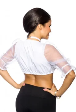 Dirndl Bluse i hvid med gennemsigtige ærmer