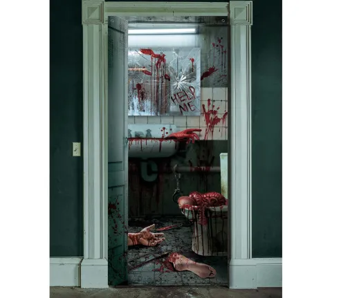 Dør og Vægdekoration - Bloody Bathroom