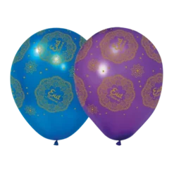 Eid Mubarak Balloner lilla/blå - 6stk