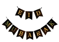 EID Mubarak kartonbanner i Sort