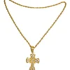 elegant Kors guld med klare sten
