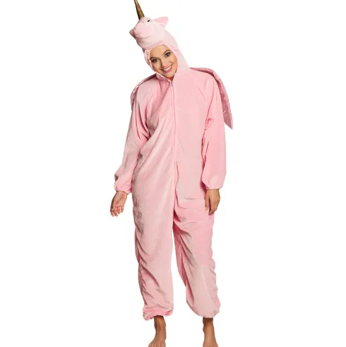 Enhjørning kostume pink voksen