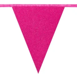 Flagbanner med 12 flag i Glitter-pink