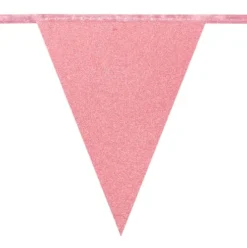Flagbanner med 12 flag i glitter-mørk rosa