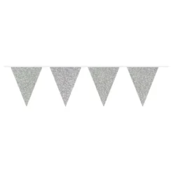 Flagbanner med 12 flag i Glitter-sølv