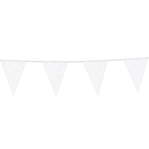 Flagbanner med Hvide glitterflag 6m