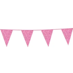 Flagbanner med lyserøde glitterflag