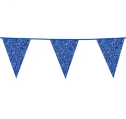 Flagbanner 6 m. med 10 BLÅ GLITTER flag
