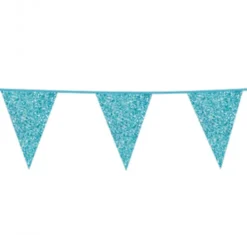 Flagbanner 6 m. med 10 LYSEBLÅ GLITTER flag