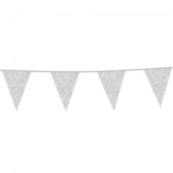 Flagbanner 6 m. med 10 SØLV GLITTER flag