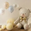 Folieballon Bamse med Guld sløjfe XL