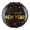 Folieballon "happy new year" sort/guld