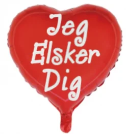 Folie ballon Hjerte rød, Jeg elsker dig , 46 cm