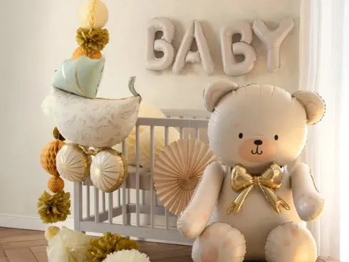 Folieballon Sæt Baby Cremefarvet