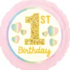 Folieballon 1st birthday i lyserød