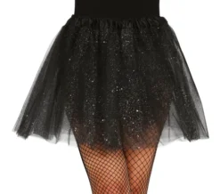 Glitter tyl skørt i sort