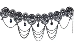Gotisk Sort choker med sten