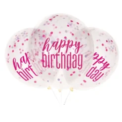 Happy birthday balloner med konfetti i pink - DIY