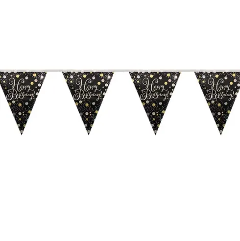 Happy Birthday banner sparkling gold