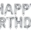 Happy Birthday Folieballon sæt SØLV